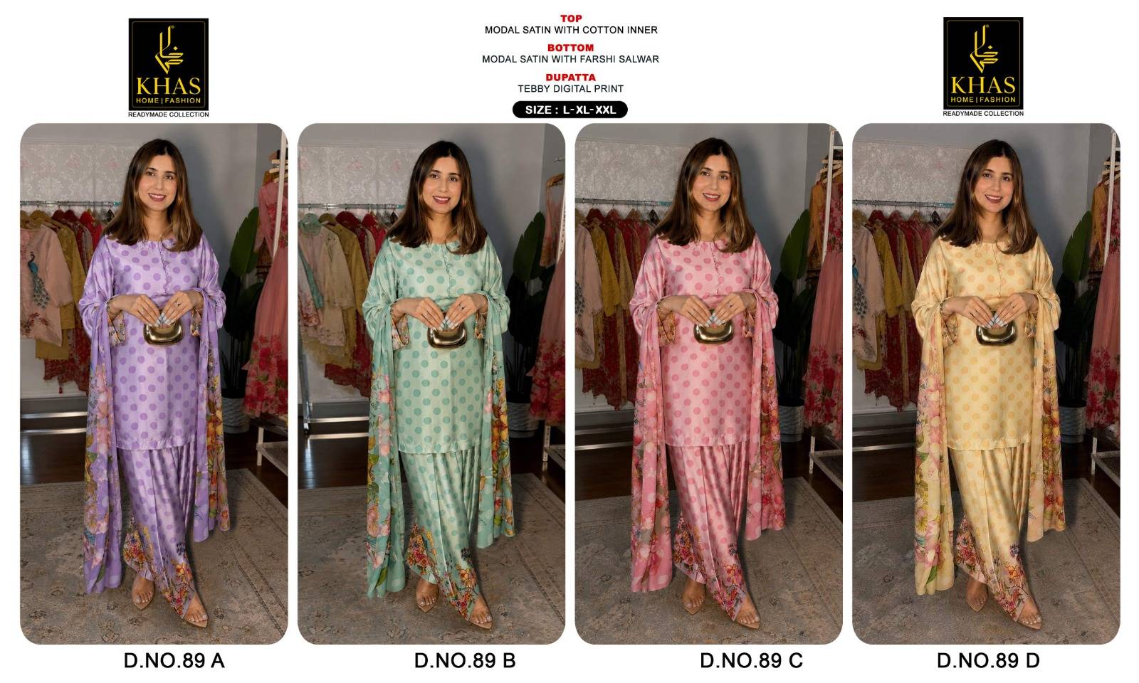 89 Series By Khas 89A To 89D Series Designer Stylish Fancy Ethnic Wear Collection Satin Stitched dresses At Wholesale Price
